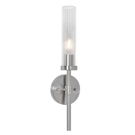 Afx Huntington 18'' Wall Sconce, Clear Ribbed Glass Shade, Satin Nickel Finish HNTS0518MBSN